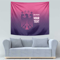Pink-purple wall hanging tapestry with German eagle emblem, stars row, 'DEUTSCHE YOUR TERT'.