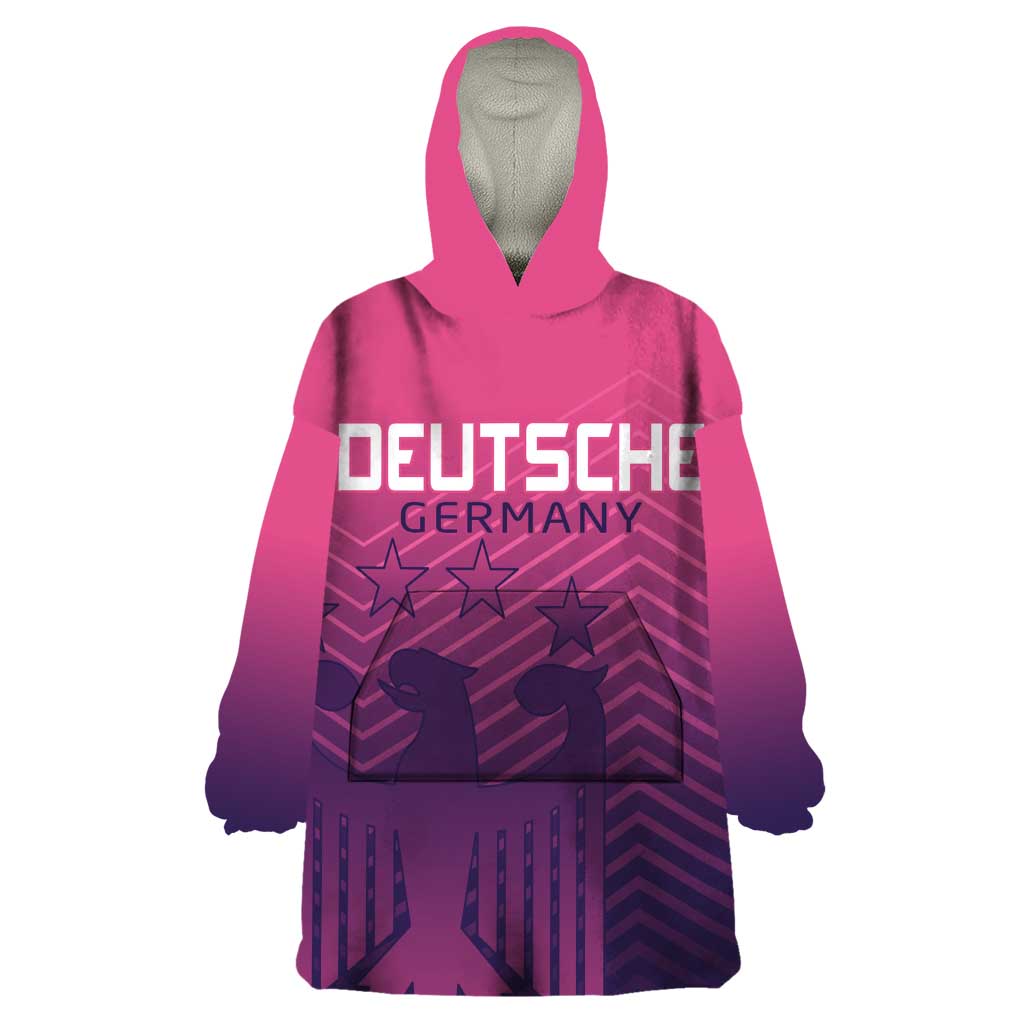 Custom Germany Football Wearable Blanket Hoodie Glowing Pink Line