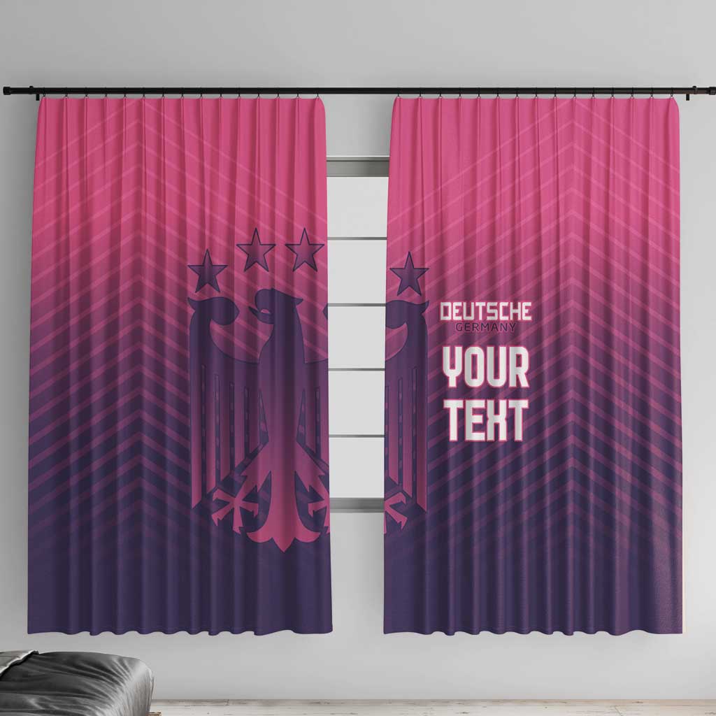 Pink and dark purple football window curtains with glowing pink line and crest graphics