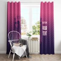 Pink and dark purple football window curtains with rod pocket and bold crest text design