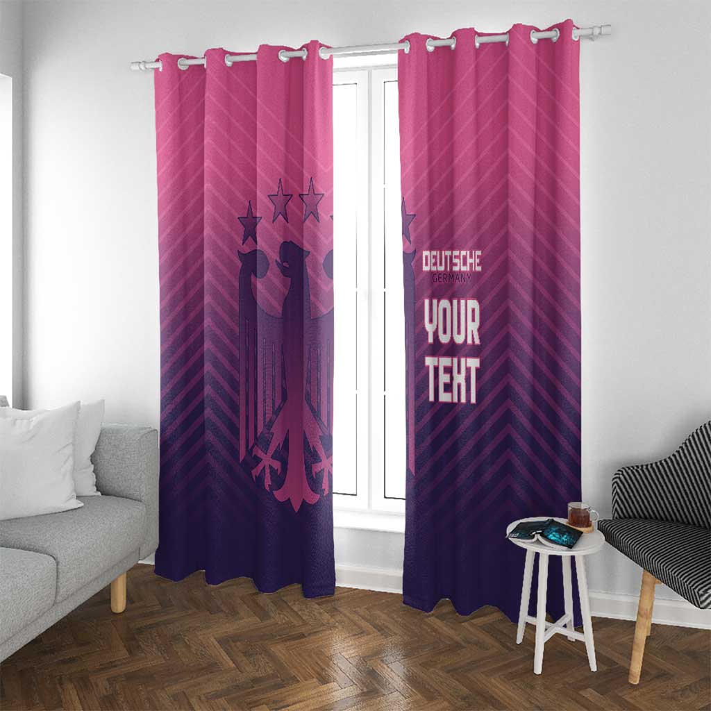 Pink and dark purple football window curtain set with hanging clips and glowing crest text