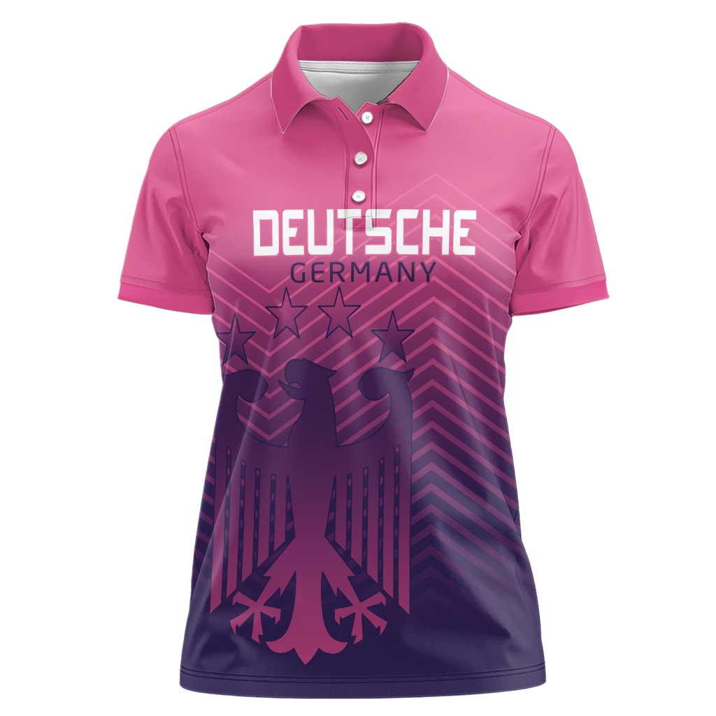 Custom Germany Football Women Polo Shirt Glowing Pink Line