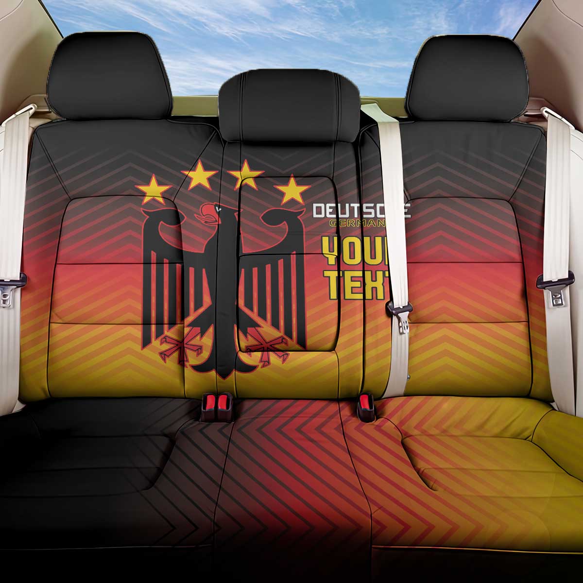 Custom Germany Football Back Car Seat Cover Special Black Eagle Flag Style LT9 - Wonder Print Shop