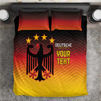 Bedding set with gradient red-orange-yellow, black eagle with stars, 'DEUTSCHE YOUR TEXT'