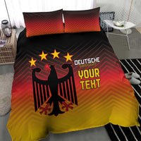 Gradient red-orange-yellow duvet cover with black eagle and stars, 'DEUTSCHE' 'YOUR TEXT'