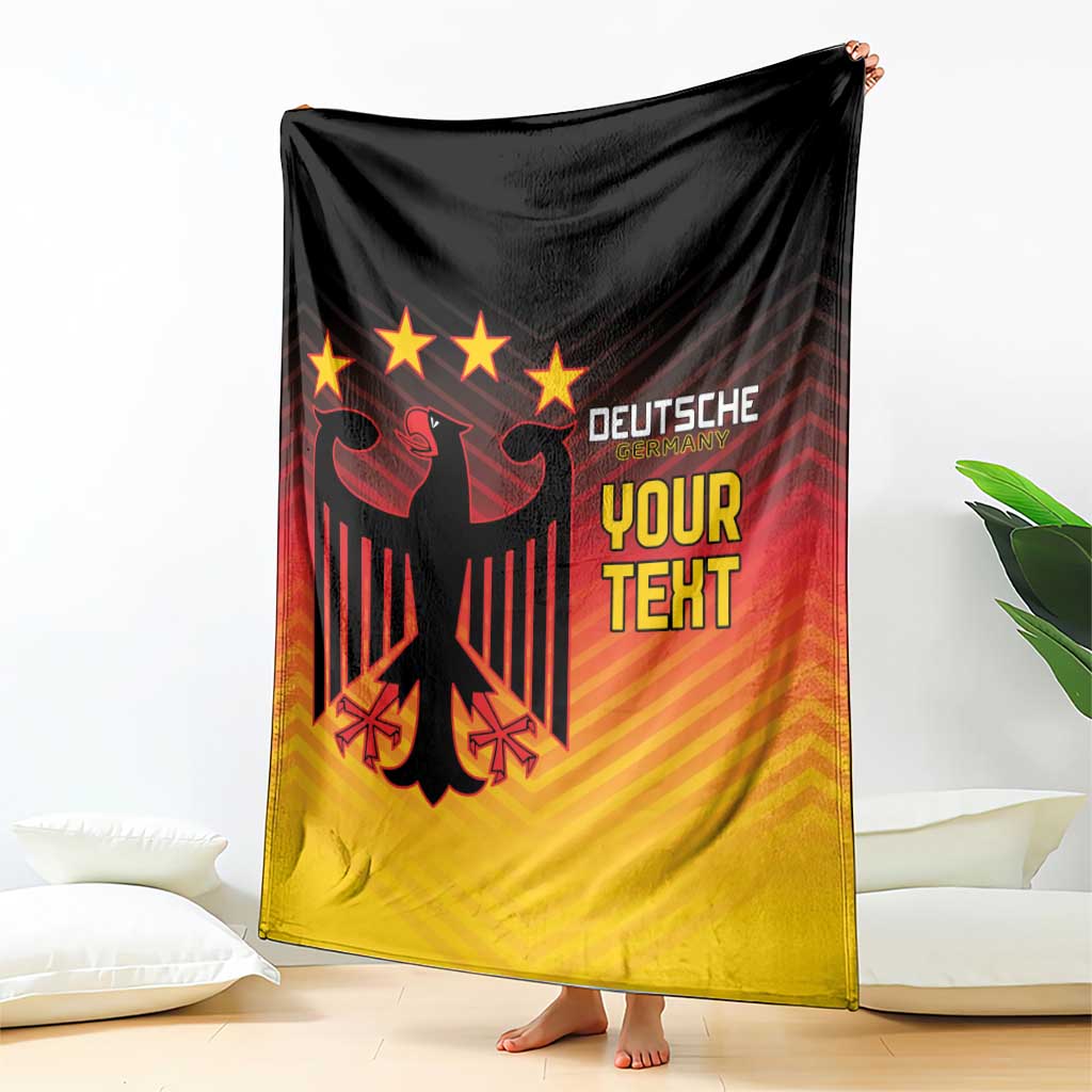 Black-red-yellow gradient football blanket with eagle and stars graphic plus 'YOUR TEXT'
