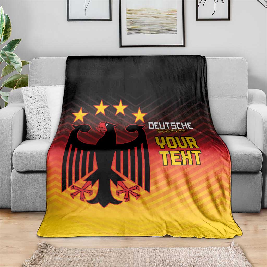 Football blanket with black top-to-yellow bottom gradient, eagle and star emblem, 'YOUR TEXT'