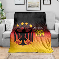 Football blanket with black top-to-yellow bottom gradient, eagle and star emblem, 'YOUR TEXT'