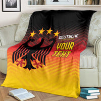 Gradient football blanket with eagle emblem, stars, and 'DEUTSCHE' plus 'YOUR TEXT'