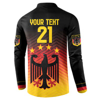 Black football sweatshirt back with YOUR TEXT 21 and eagle emblem, red-yellow gradient