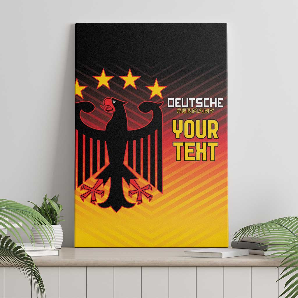 Germany eagle canvas wall art panel with stars and 'YOUR TEXT' over yellow-gold gradient