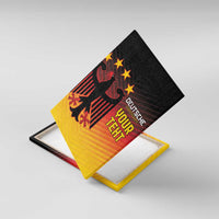 Framed Germany eagle canvas wall art with 'YOUR TEXT' and star accents, black-yellow gradient
