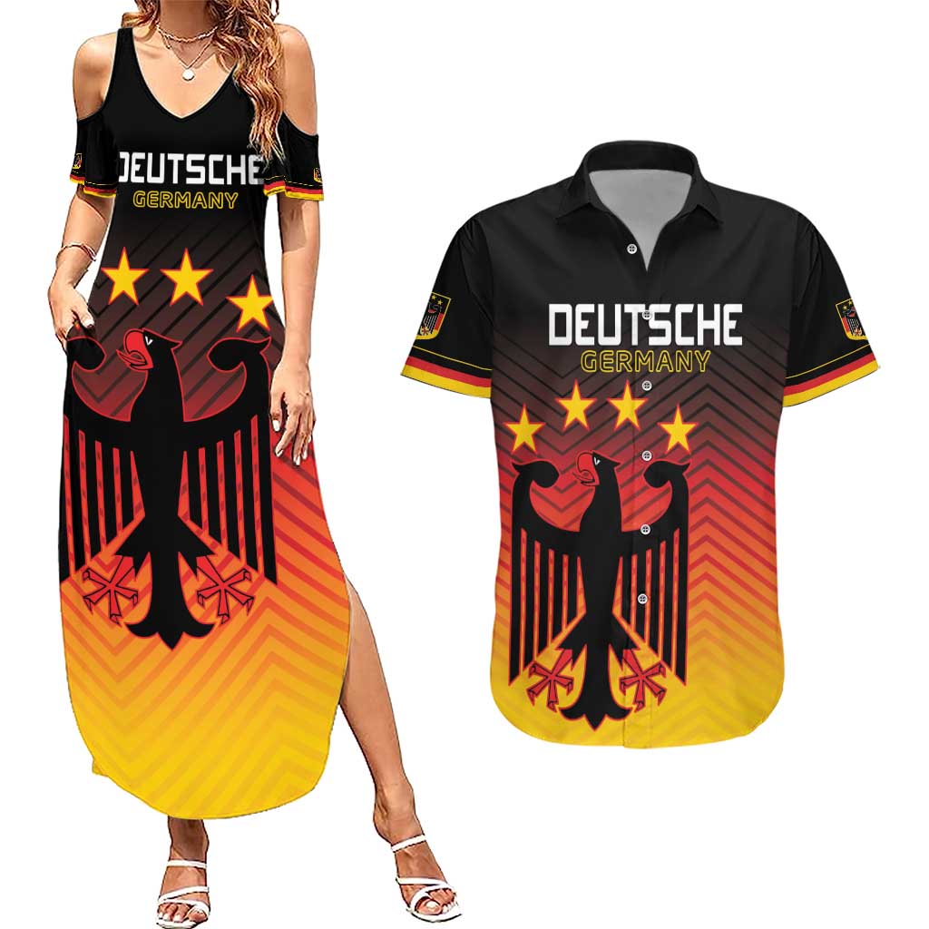 Custom Germany Football Couples Matching Summer Maxi Dress and Hawaiian Shirt Special Black Eagle Flag Style LT9 - Wonder Print Shop