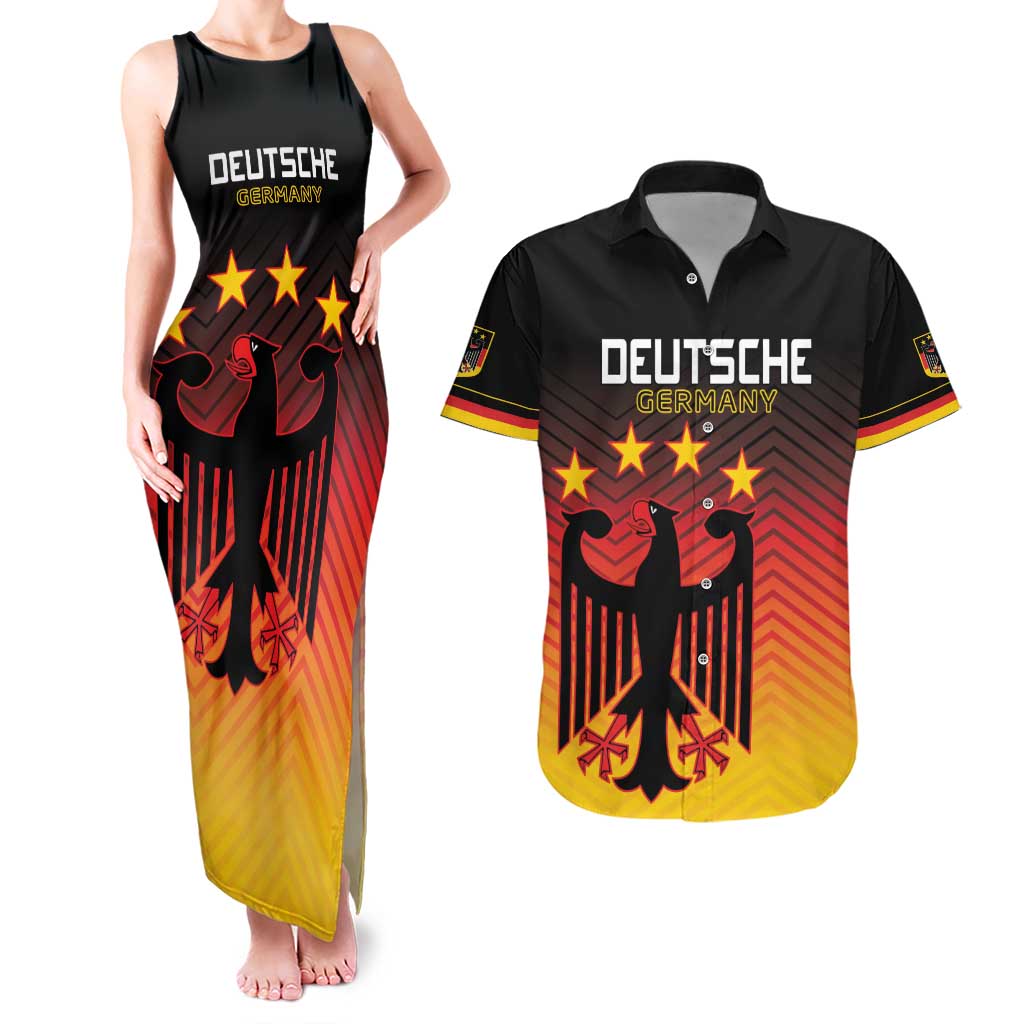 Custom Germany Football Couples Matching Tank Maxi Dress and Hawaiian Shirt Special Black Eagle Flag Style LT9 - Wonder Print Shop