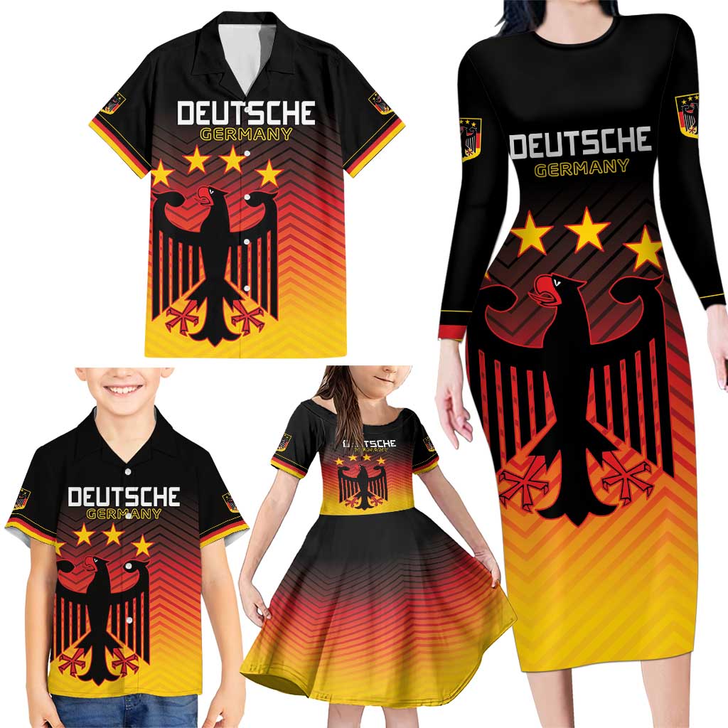 Custom Germany Football Family Matching Long Sleeve Bodycon Dress and Hawaiian Shirt Special Black Eagle Flag Style LT9 - Wonder Print Shop