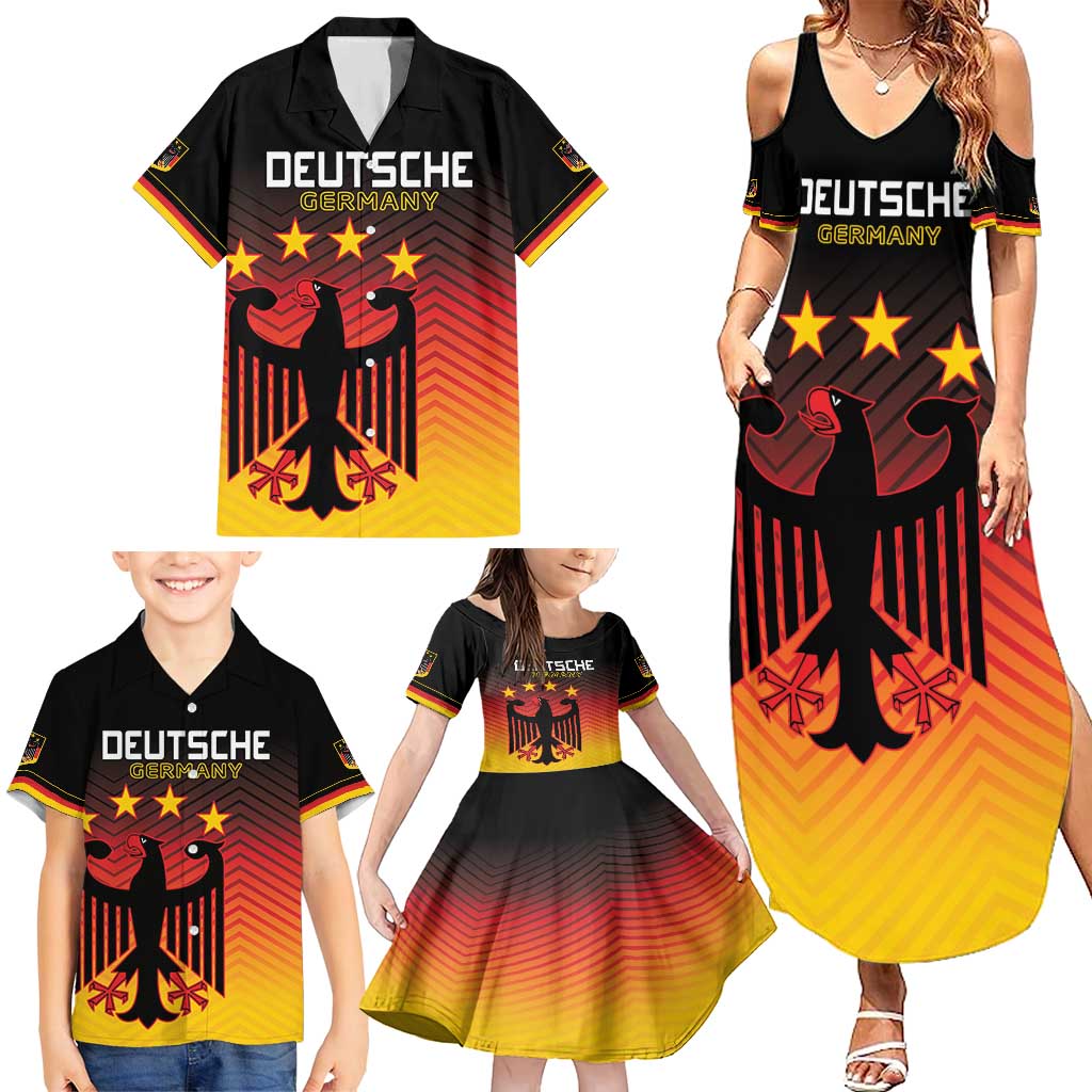 Custom Germany Football Family Matching Summer Maxi Dress and Hawaiian Shirt Special Black Eagle Flag Style - Wonder Print Shop