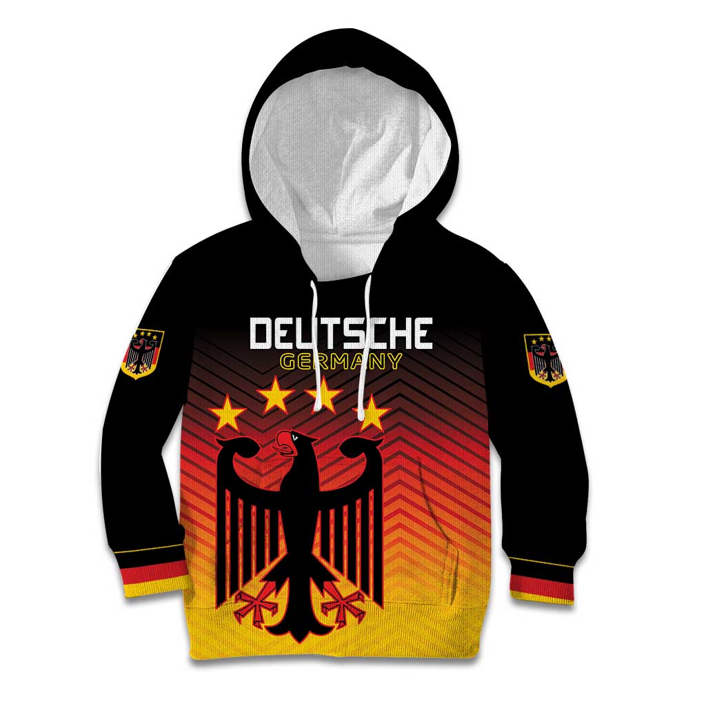 Custom Germany Football Kid Hoodie Special Black Eagle Flag Style - Wonder Print Shop