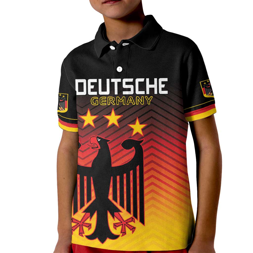 Custom Germany Football Kid Polo Shirt Special Black Eagle Flag Style - Wonder Print Shop