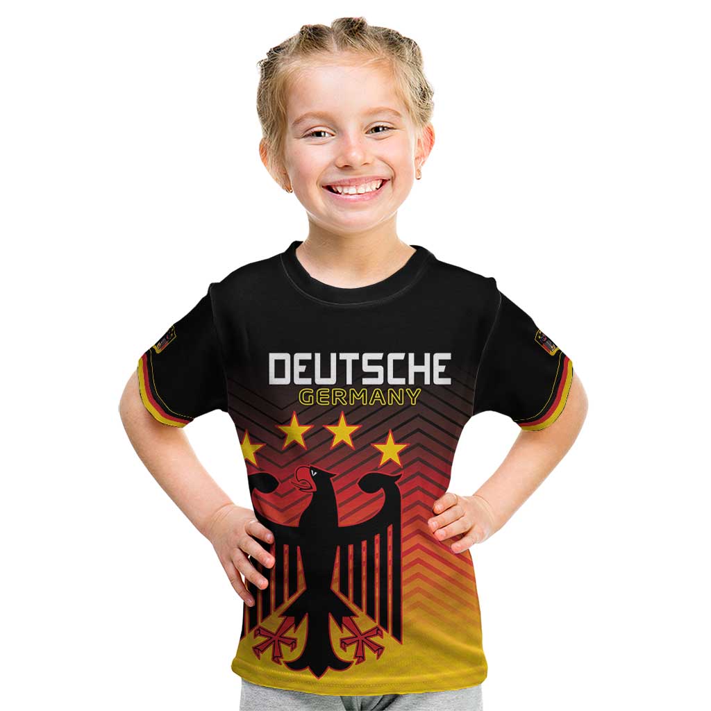 Custom Germany Football Kid T Shirt Special Black Eagle Flag Style - Wonder Print Shop