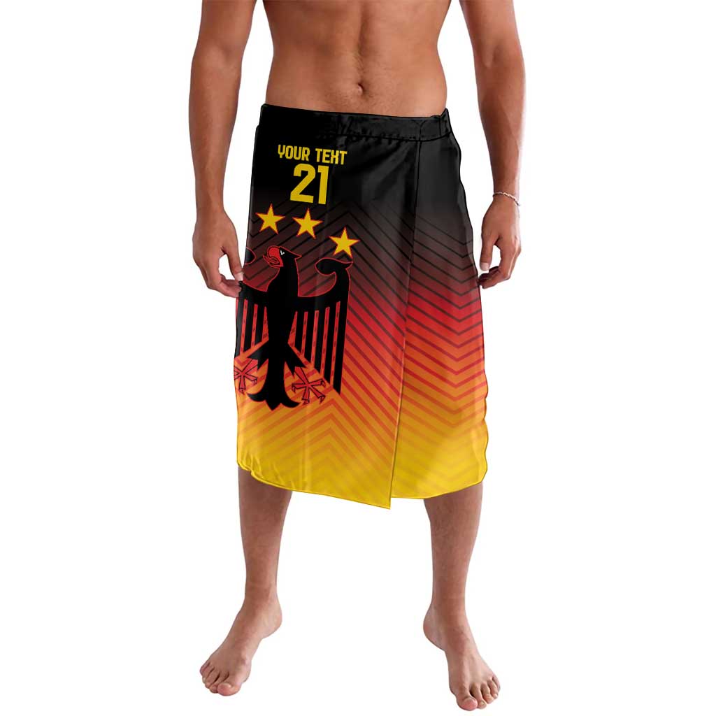 Gradient eagle emblem football style shorts with black waistband, red-to-yellow fabric
