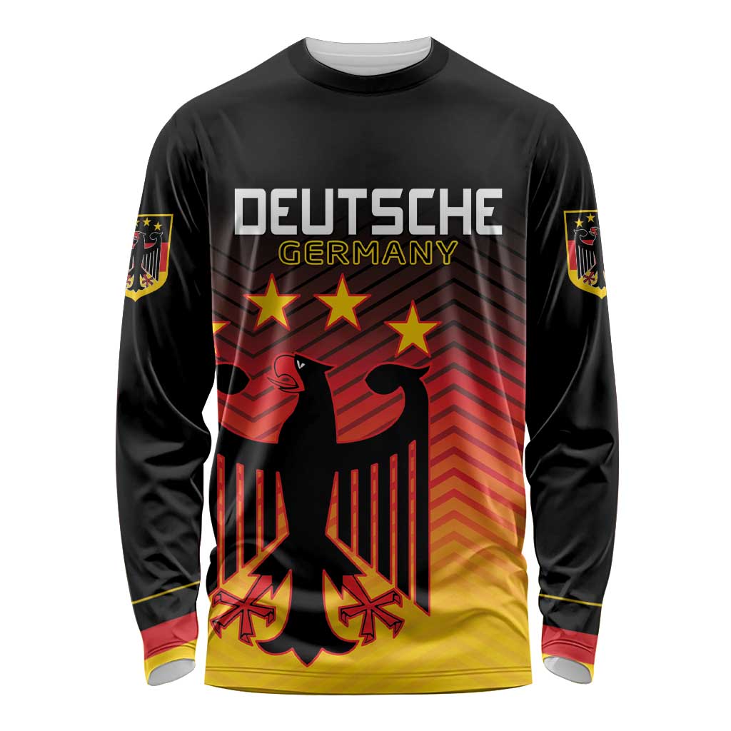 Custom Germany Football Long Sleeve Shirt Special Black Eagle Flag Style - Wonder Print Shop