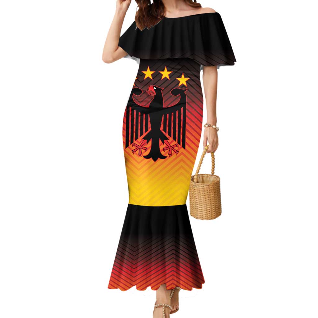 Custom Germany Football Mermaid Dress Special Black Eagle Flag Style - Wonder Print Shop