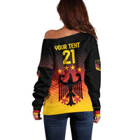 Black off-shoulder sweater back with 'Your Text 21' graphic and Germany eagle
