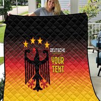 Gradient football quilt with black eagle emblem, stars, and “DEUTSCHE YOUR TEXT” design