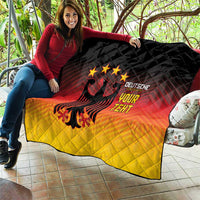 Gradient quilt blanket displaying black eagle emblem, star accents, and “DEUTSCHE YOUR TEXT”