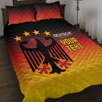 Gradient football quilt bed set with black eagle graphic, stars, and bold lettering