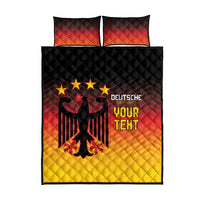 Football quilt bed set with black eagle, stars, and bold “YOUR TEHT” lettering