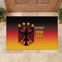 Rubber doormat with black and red-to-yellow gradient, eagle and stars graphic