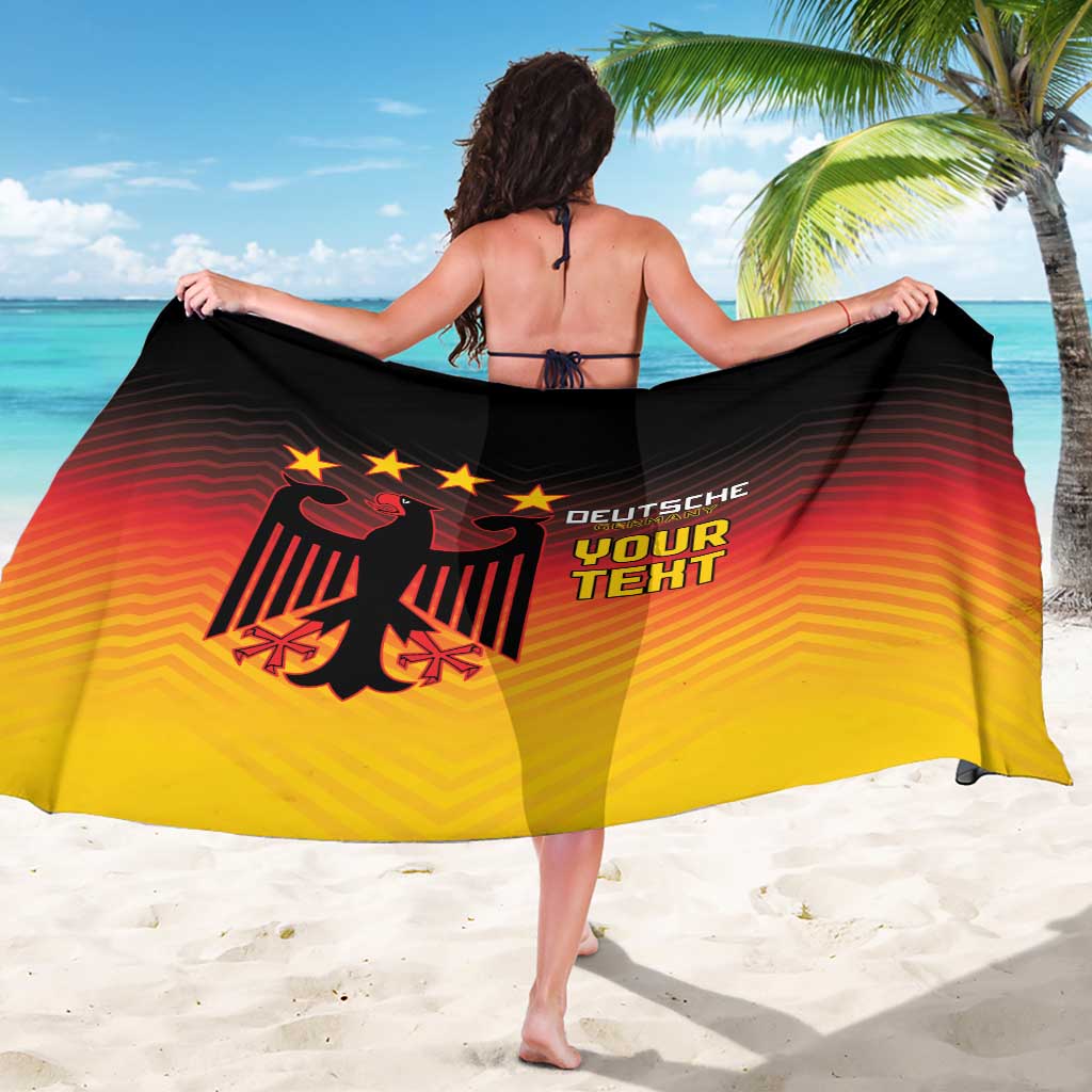 Black to yellow gradient Germany football sarong with eagle emblem and “YOUR TEXT”