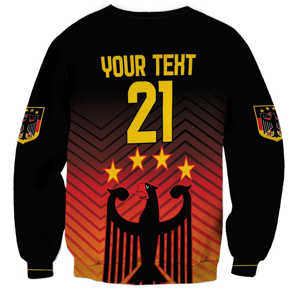 Black sweatshirt back with 'YOUR TEXT' and '21' over red eagle graphic