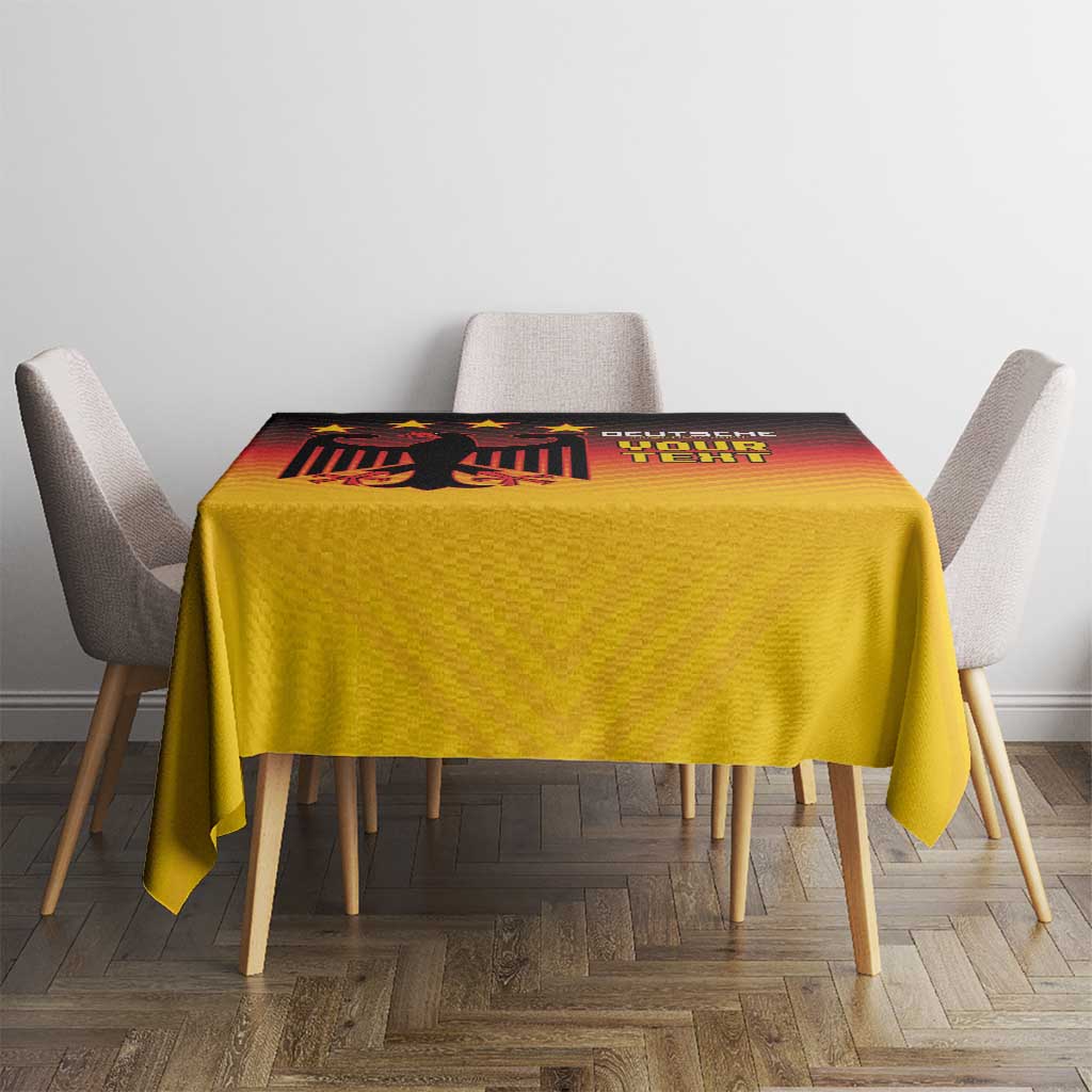 Square Germany football tablecloth with yellow-gold base and black eagle flag graphic
