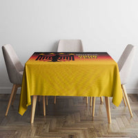 Square Germany football tablecloth with yellow-gold base and black eagle flag graphic