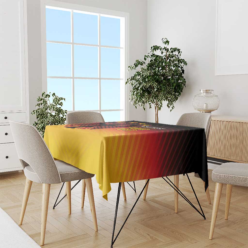 Germany football tablecloth with yellow-orange gradient and black eagle graphic