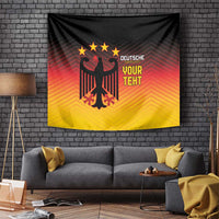 Germany football tapestry: black eagle with stars on red-to-yellow gradient and 'YOUR TEKT'.