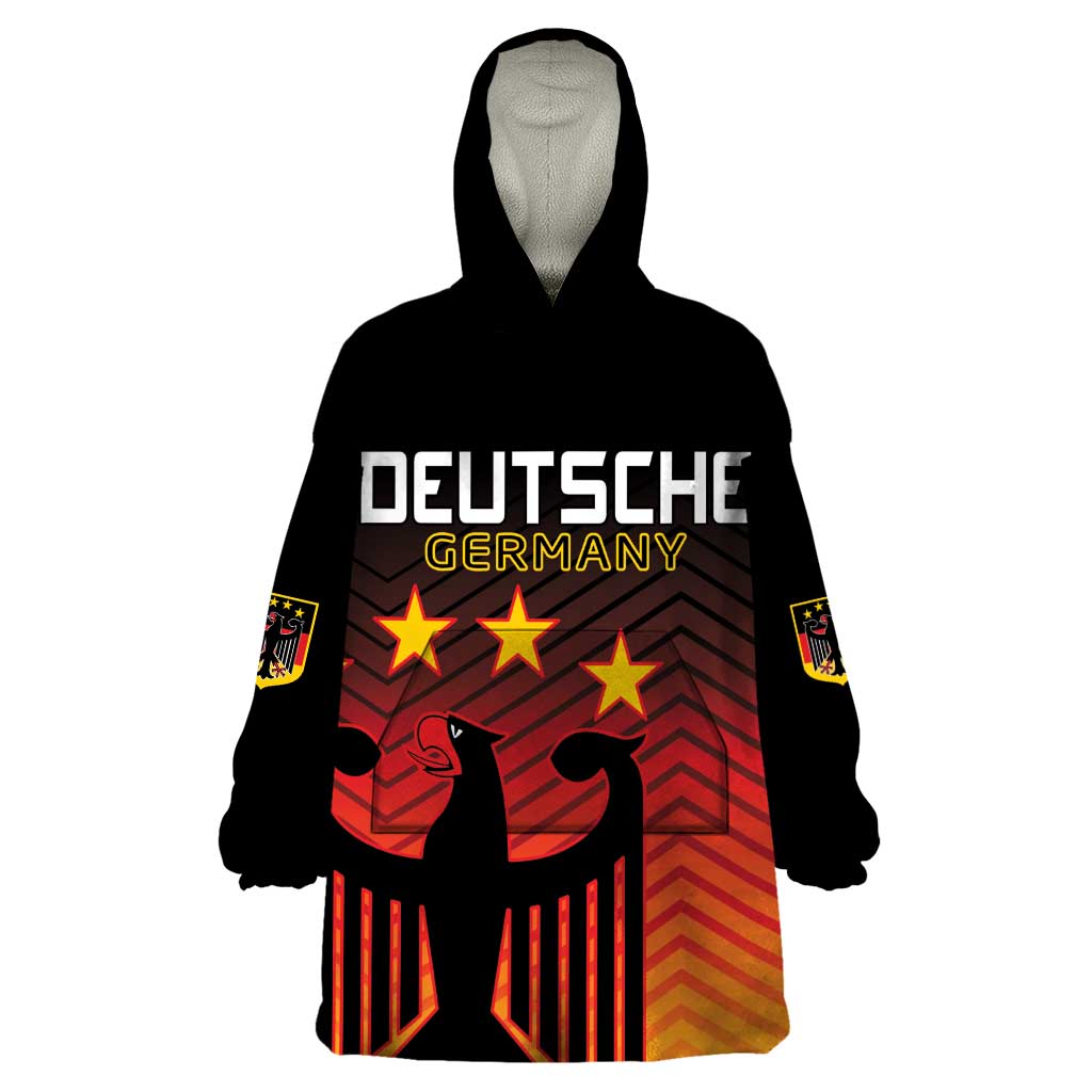 Custom Germany Football Wearable Blanket Hoodie Special Black Eagle Flag Style