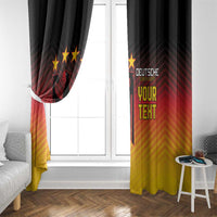 Gradient black-red-yellow window curtains with German eagle graphic and 'YOUR TEXT'.