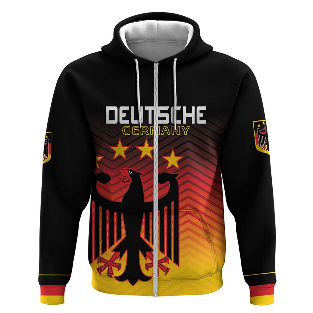 Custom Germany Football Zip Hoodie Special Black Eagle Flag Style