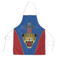 Africa DR Congo Football Custom Apron Blue Leopard Skin Pattern