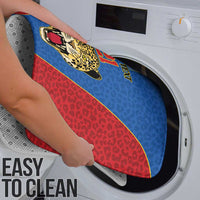 Africa DR Congo Football Custom Bathroom Set Blue Leopard Skin Pattern