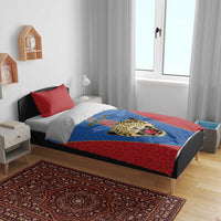 DR Congo Football Custom Bedding Set Blue Leopard Skin Pattern - Wonder Print Shop