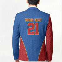 Africa DR Congo Football Custom Blazer Blue Leopard Skin Pattern