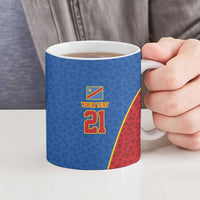 Africa DR Congo Football Custom Ceramic Mug Blue Leopard Skin Pattern