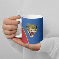 Africa DR Congo Football Custom Ceramic Mug Blue Leopard Skin Pattern
