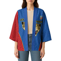 Africa DR Congo Football Custom Kimono Blue Leopard Skin Pattern