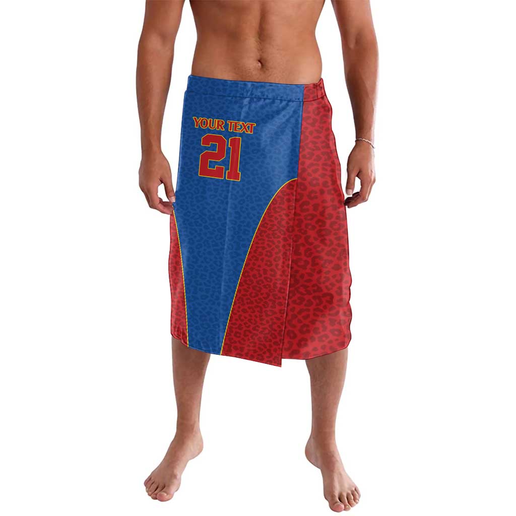 DR Congo Football Custom Lavalava Blue Leopard Skin Pattern - Wonder Print Shop