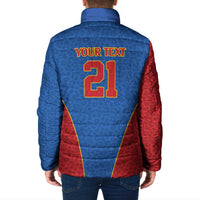 Africa DR Congo Football Custom Padded Jacket Blue Leopard Skin Pattern